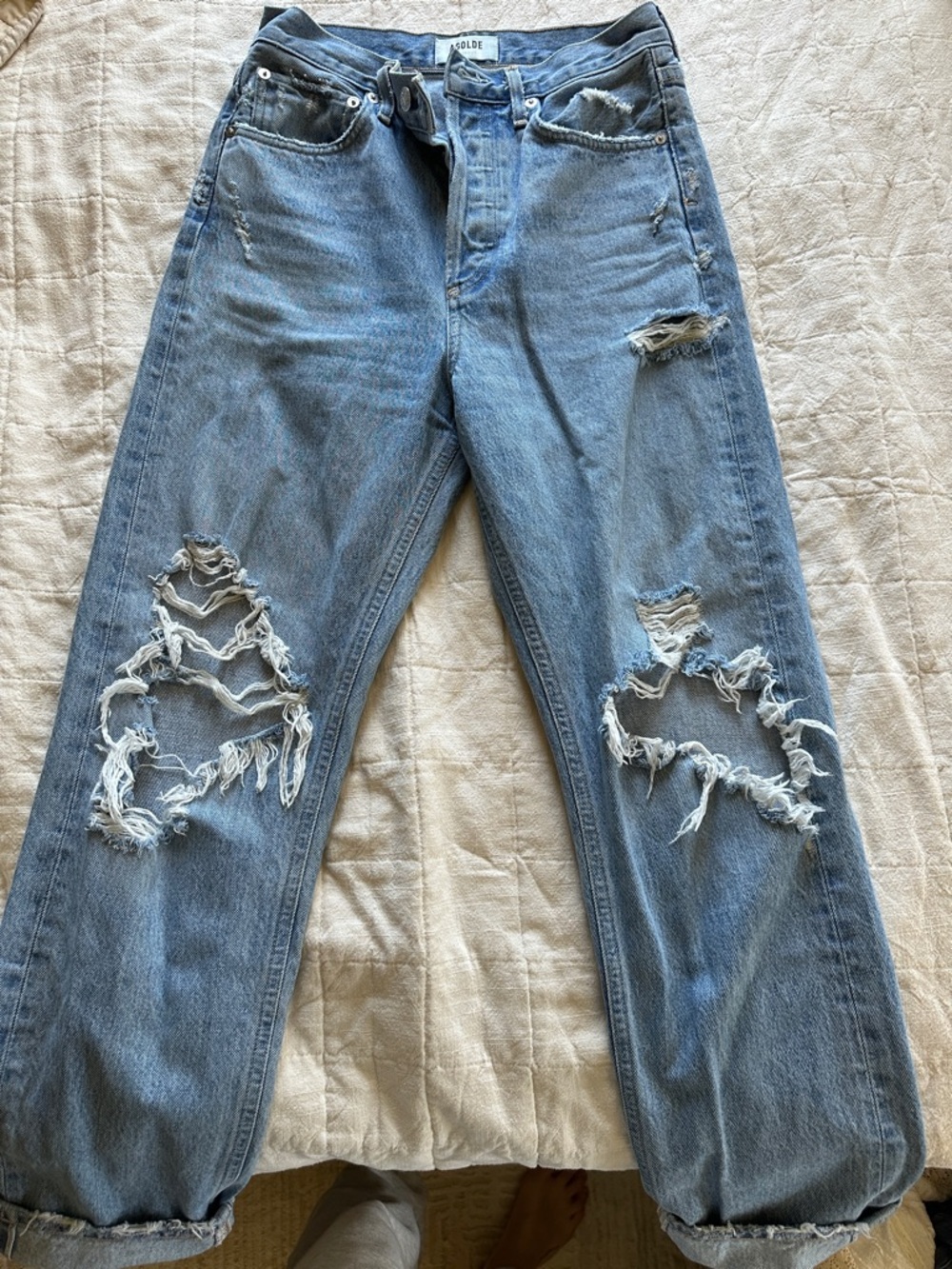 Agolde Light Blue Relaxed Distressed Jeans